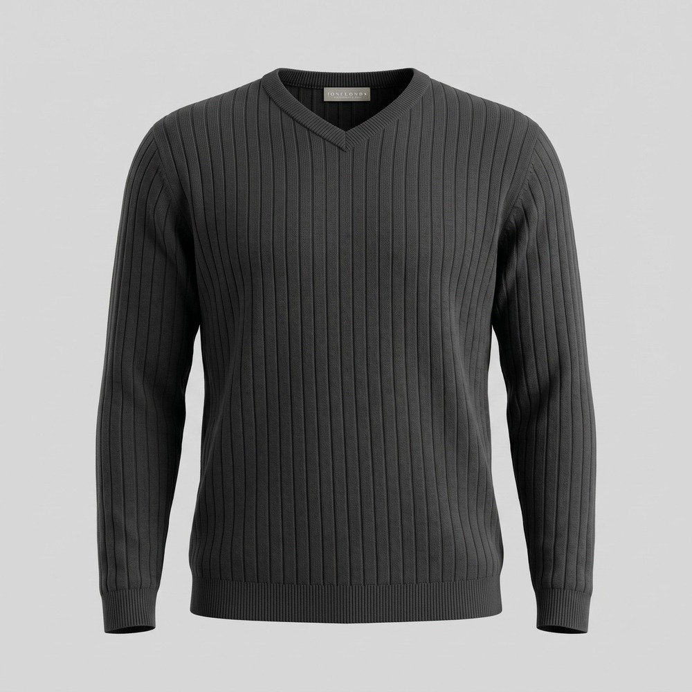 Consensus Mens XL Black Sweater Sportswear‎ V-Neck Ribbed Long Sleeve Classic